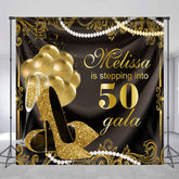 Lofaris Gold Black Heels Pearl Custom 50th Birthday Backdrop